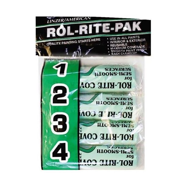 Rol-Rite Linzer Rol-Rite-Pak Polyester 9 in. W X 3/8 in. Regular Paint Roller Cover , 4PK 9384